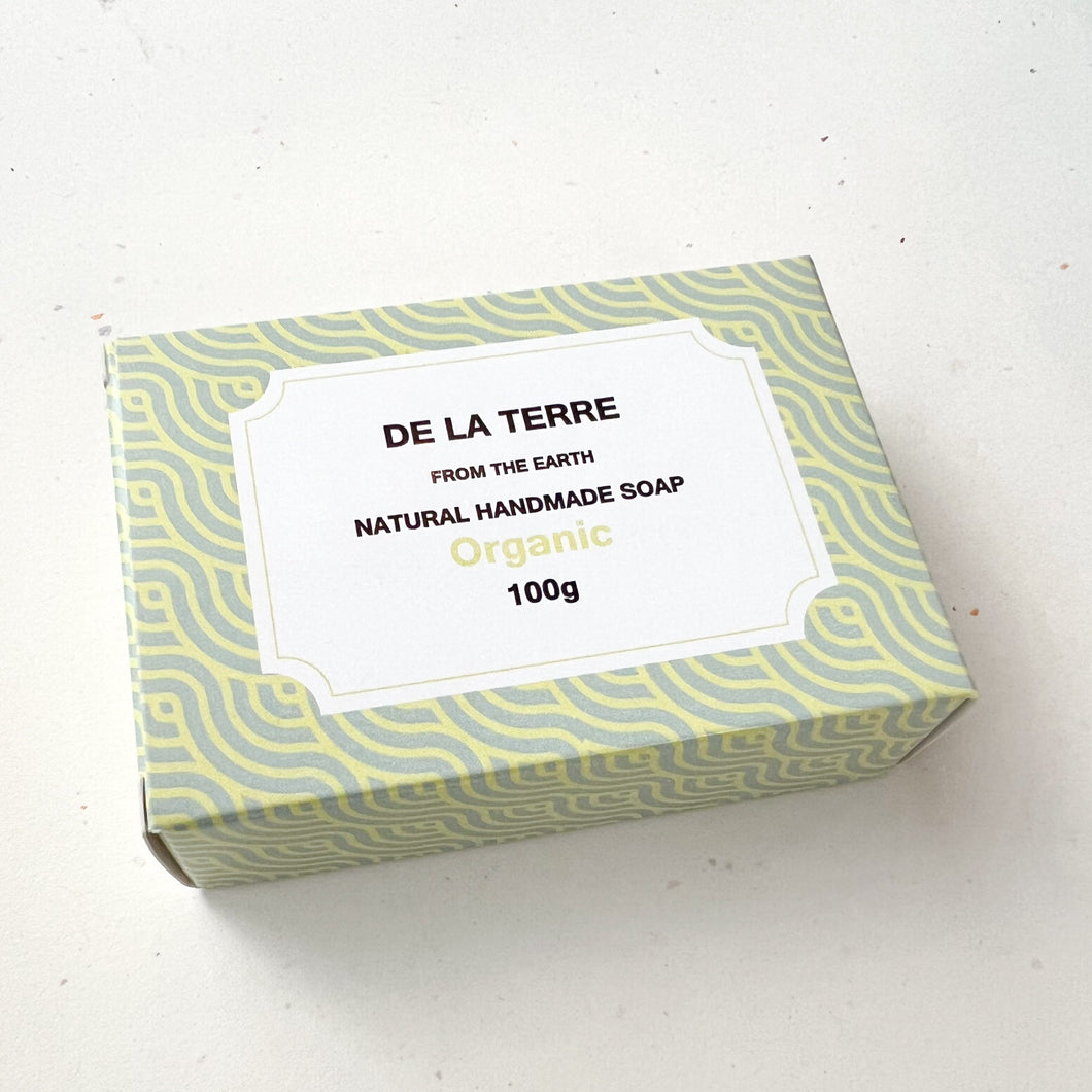 Organic bar of handmade soap in a box